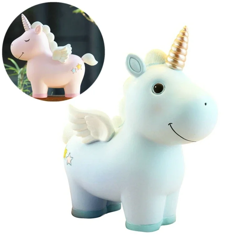 S/L Cartoon Animal Resin Unicorn Money Box Resin Unicorn Piggy Bank Home Decoration Cute Unicorn Ornament Animal Toys For Kids