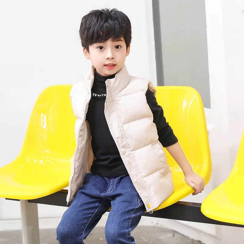 New Children's Down Cotton Vest Winter Boys and Girls' Baby Thickened Teacher's Campus Uniform Vest Logo