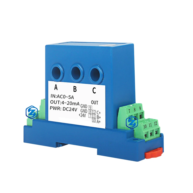 3 Phase Current Transmitter 4-20ma 0-5v 0-10v Analog output Perforated Three Phase Ampere Signal Transducer