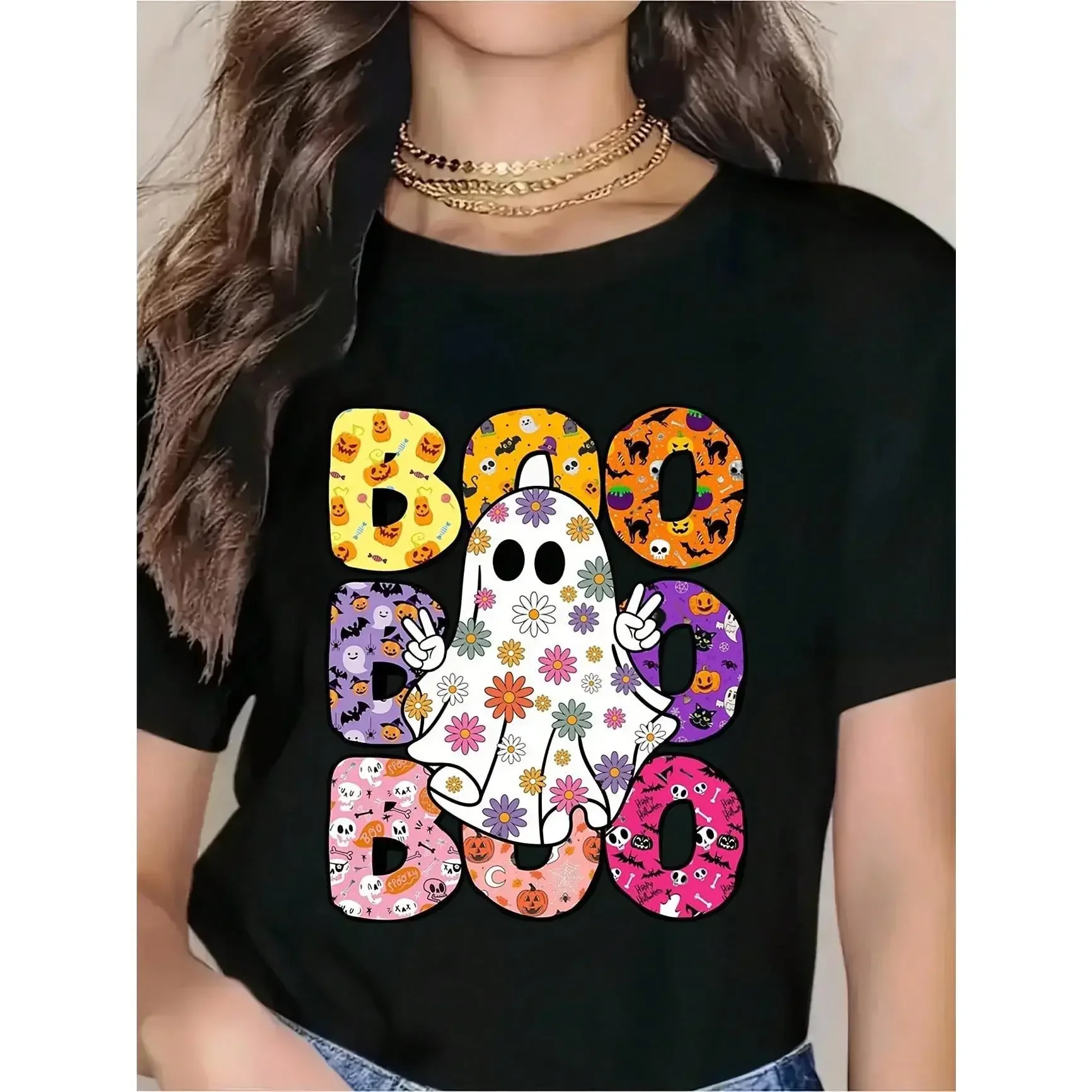 Boo Halloween T-Shirt, Ghost Floral Halloween T-Shirt, Girly Halloween T-Shirt, Spooky Season T-Shirt, Fall Pumpkin, Halloween Vibes, Halloween Shirt Design