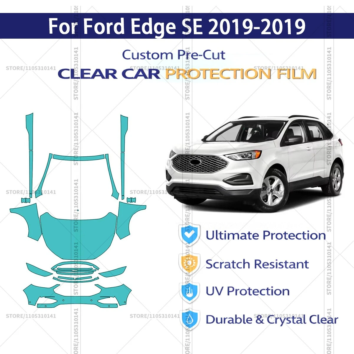 

Pre-Cut Paint Protection Film PPF Transparent Car Film Automotive PPF Front Kit- Rockers For Ford Edge SE 2019-2019 Professional