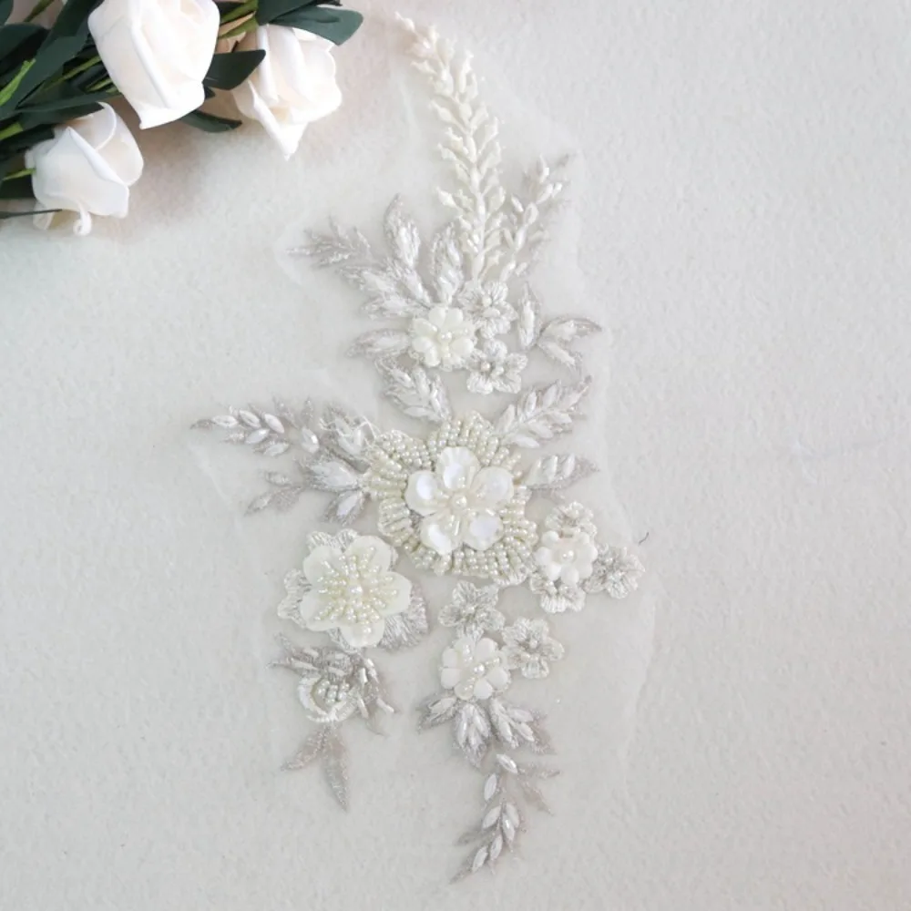 Fashion Elegant Sequin Embroidery Sequined Embroidery Patches DIY Embroidered Floral Patches Lace Appliques Dresses