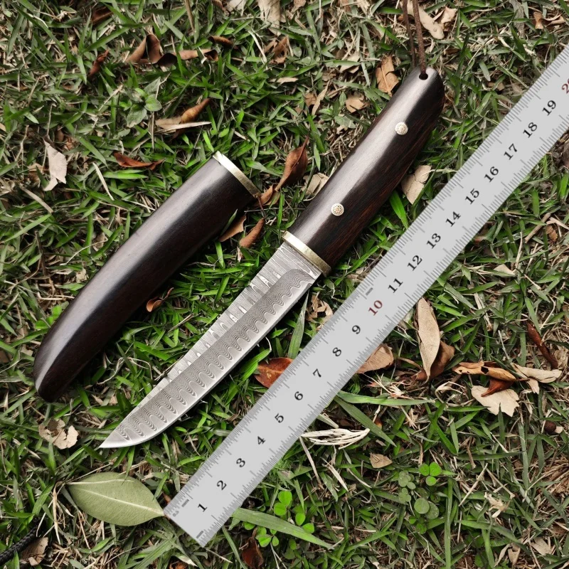 

Дамасский прямой нож для выживания на открытом воздухе VG10, портативный нож для кемпинга высокой твердости для выживания в дикой природе, тактический нож для переноски