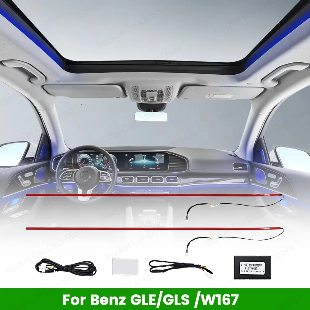 

64 Colours LED Skylight Lights For Mercedes Benz W167 GLE GLS AMG GLE53 Car Interior Multicolor Ambient Light Sunroof Lamp Refit