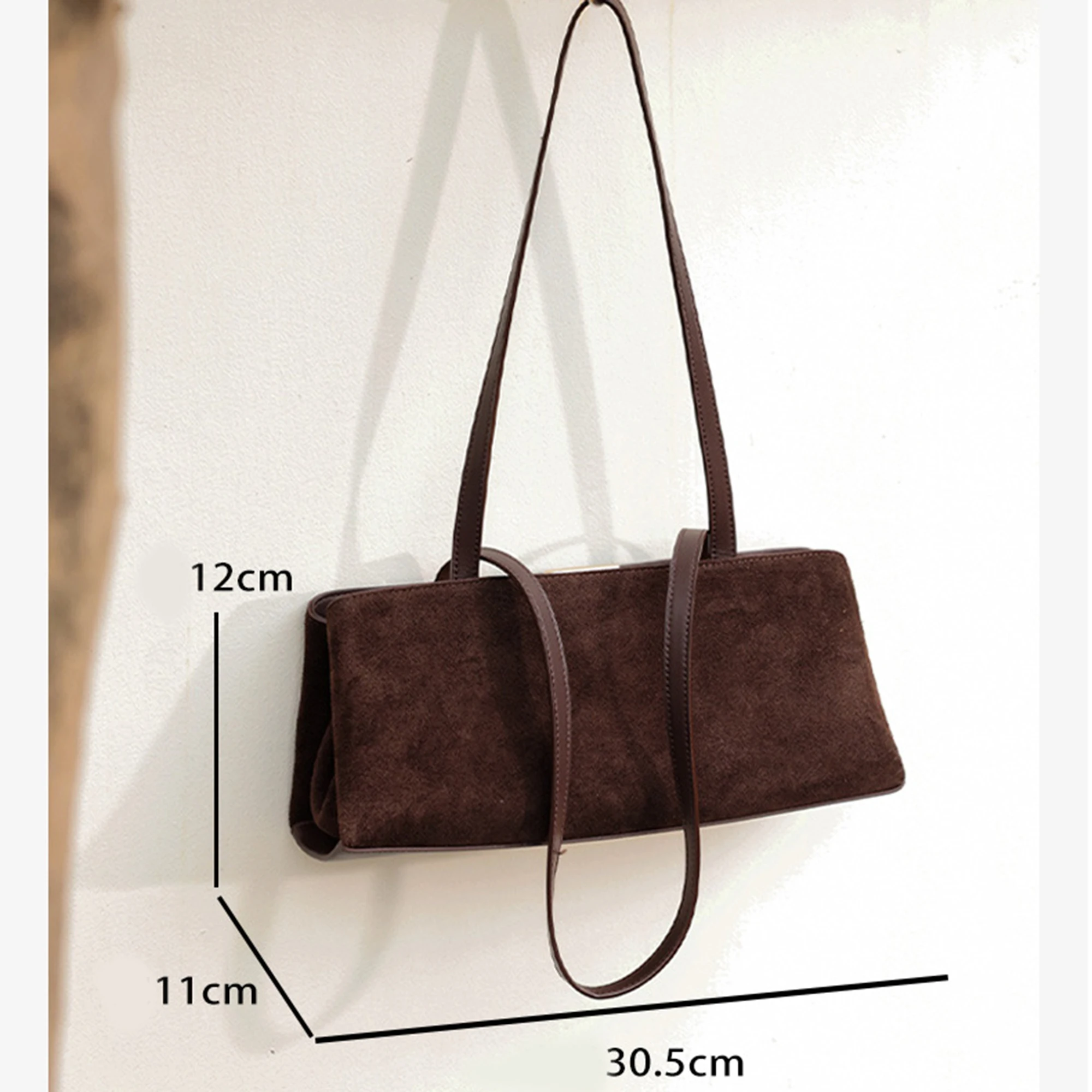 CKKUI Women's Handbag Vintage Suede Genuine Leather Trend Brand Shoulder Bag Korean Style Solid Color Large Capacity Hobo Bag