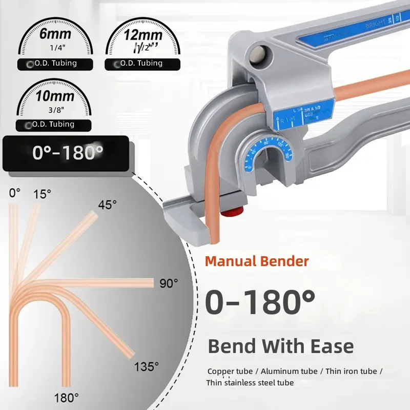 3 in 1 Manual Lever Pipe Bender Multifunctional Tool for Copper Aluminum Iron Stainless Steel Tube Bending Heavy Duty