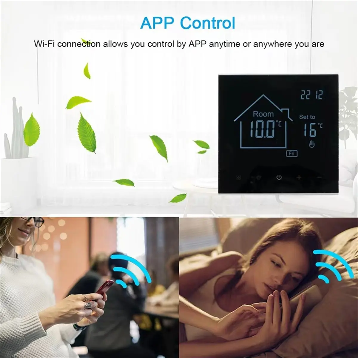Tuya Smart Thermostat for Water Floor Heating, LCD Touch Screen, Energy Efficient, Remote Temperature Control