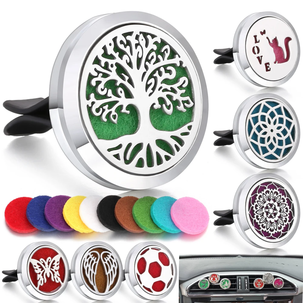 Perfume Diffuser Clip Auto Vent Car Air Freshener Aroma Essential Oil Diffuser Alloy Stainless Steel Locket Interior Accessory