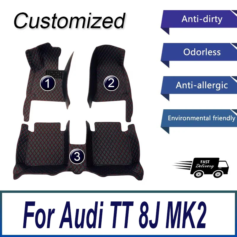 

Car Floor Mats For Audi TT 8J MK2 2007~2014 Luxury Leather Mat Auto Rugs Durable Pad Protective Carpets Set Car Accessories 2008