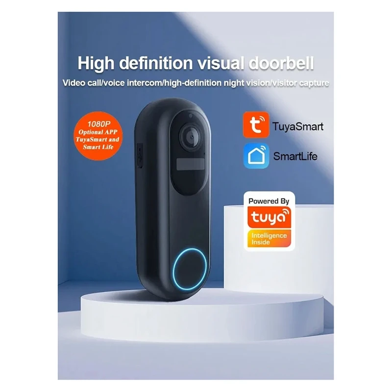 1080P Tuya Smart Video Doorbell Night Vision Video Doorbell กันน้ํา Night Vision สมาร์ทโฮมวิดีโอ Intercom กล้อง US Plug