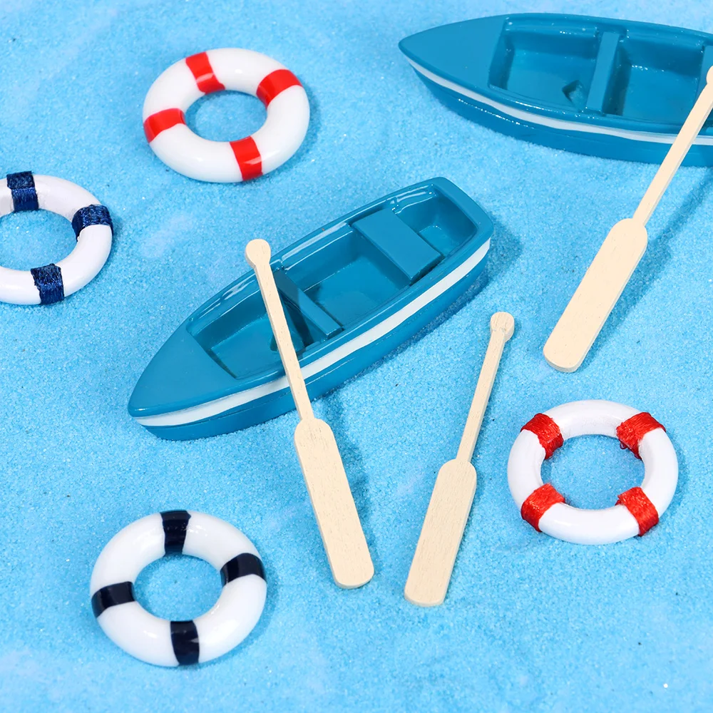 1pc Miniature Beach Chair Mini Boat Paddle Life Buoy Sandbeach Sea View Ornaments Resin Crafts DIY Micro Landscape Decoration