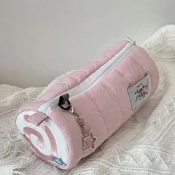 INS Large Capacity Pink Pen Bag Creative Soft Touch Pencil Case Stationery Storage Organizer Creative Students Gift