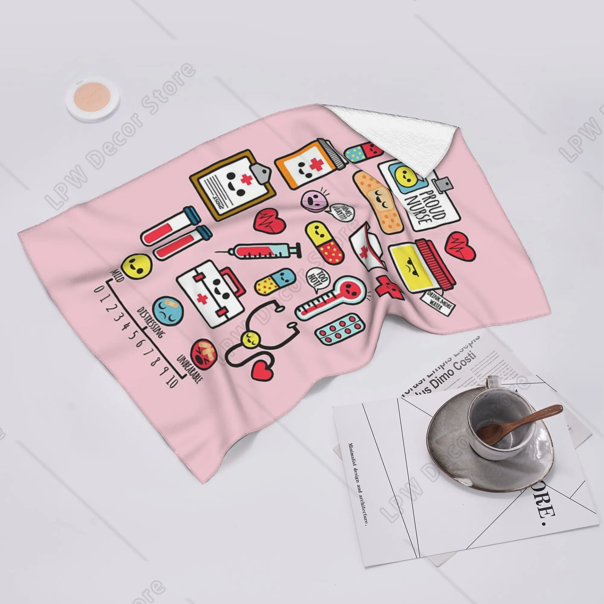 Custom Proud To Be a Nurse Pink Soft Face Towel Quick Dry Pool Bath Cotton Towels Breathable