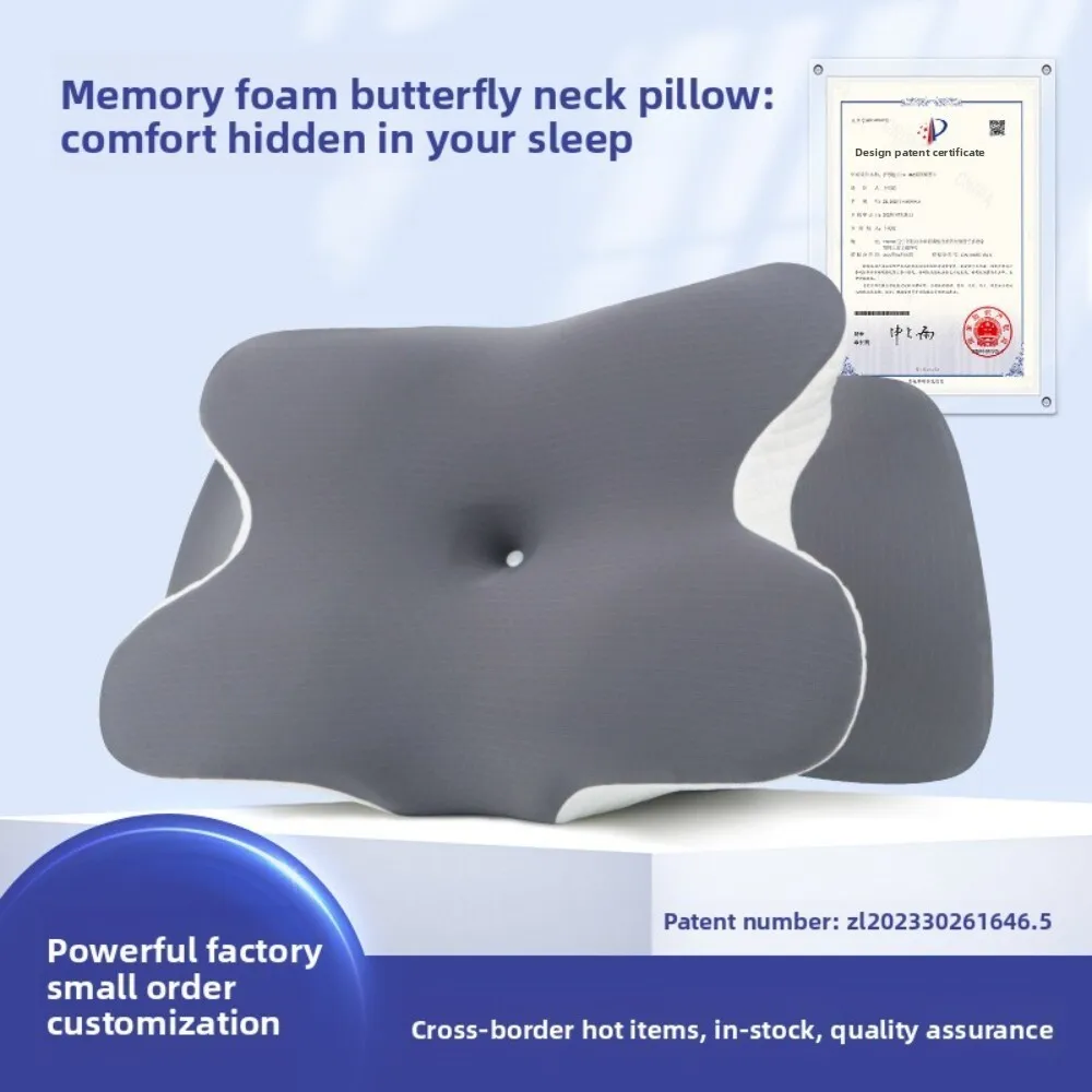 

Foam Breathable Neck Support Shaped Zero Pressure Slow Rebound Butterfly Memory Pillow for Comfortable Sleep and Travel Use