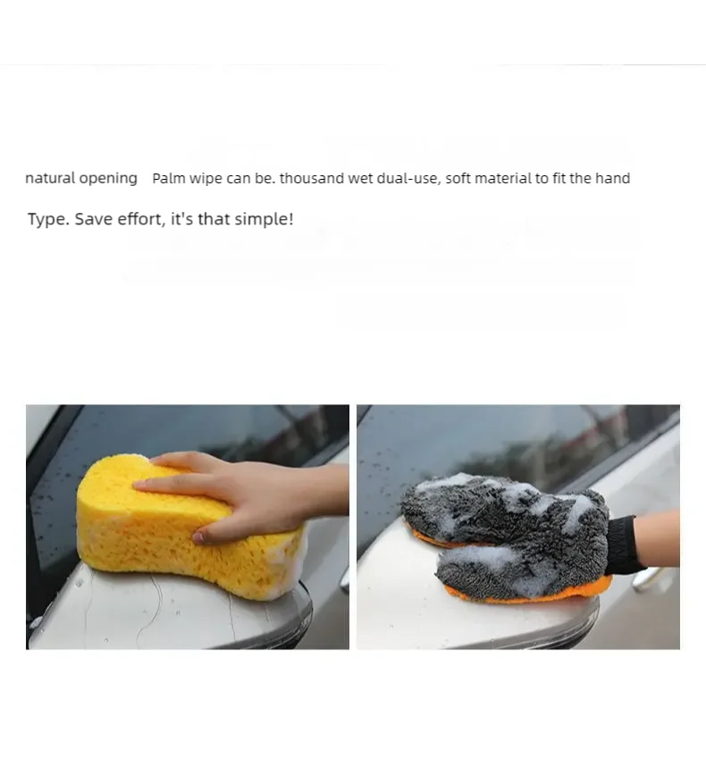 นุ่มถุงมือล้างรถสองด้านขนแกะไมโครไฟเบอร์ Chenille ผ้าแห้งรถหน้าต่างยางทําความสะอาดถุงมือ Thicken