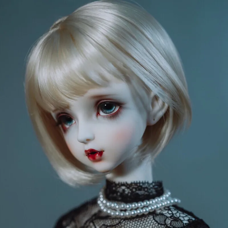 

BJD Wigs Night Loli Doll Wig Girl Bangs Bobo Wigs 1/6 BJD YOSD Doll Champagne Gold Hair Wigs Doll Accessories