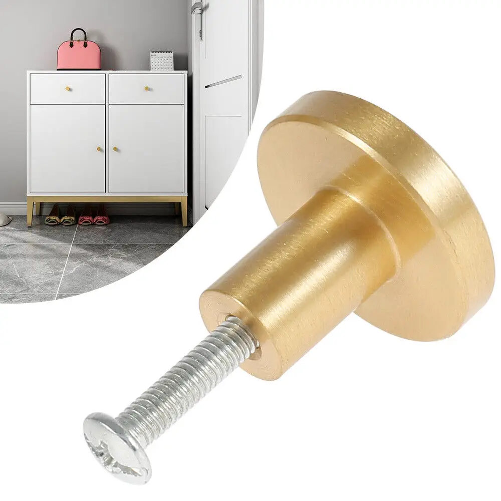 8pcs Gold Brass Cupboard Door Handle Knob Brushed Gold Hardware Knob for Furniture Kitchen Cupboard Closet Wardrobe