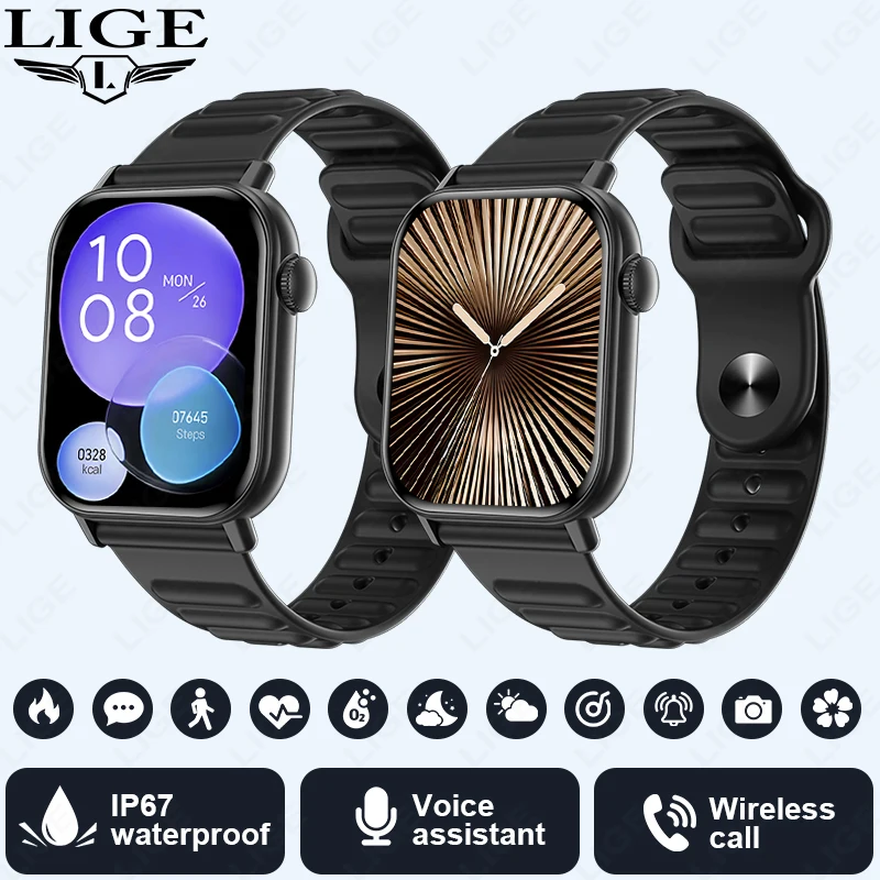 LIGE New Men Smart Watch Bluetooth Call Watch Women Music Control Blood Oxygen Heart Rate Health Smartwatch Lady for Android iOS