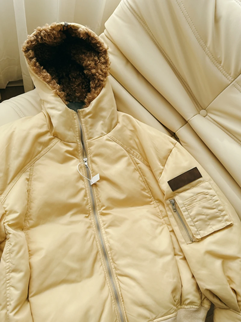 2025 invierno nuevo Faion Thiened blanco Du abajo Parka abrigo con Cuello de piel coreano Sle mujer cálido poliéster Jaet