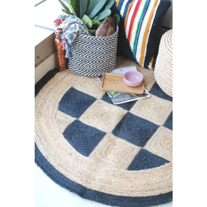 

Rug 100% Natural Jute Hand Braided Round Rug Living Floor Modern Area Carpet