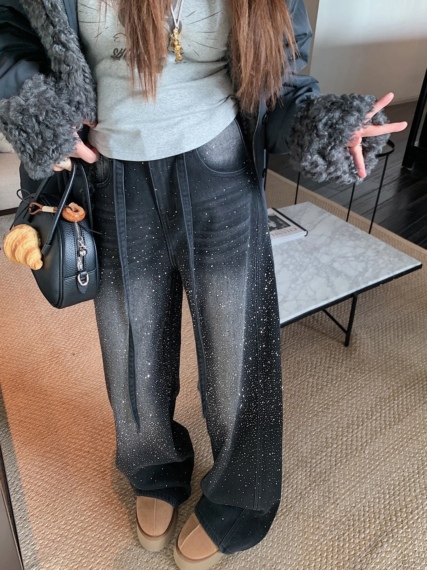 

Женские свободные джинсы с широкими штанинами, высокой талией, на молнии, весна-осень, новинка, большие размеры, удобные, Tii Dazi