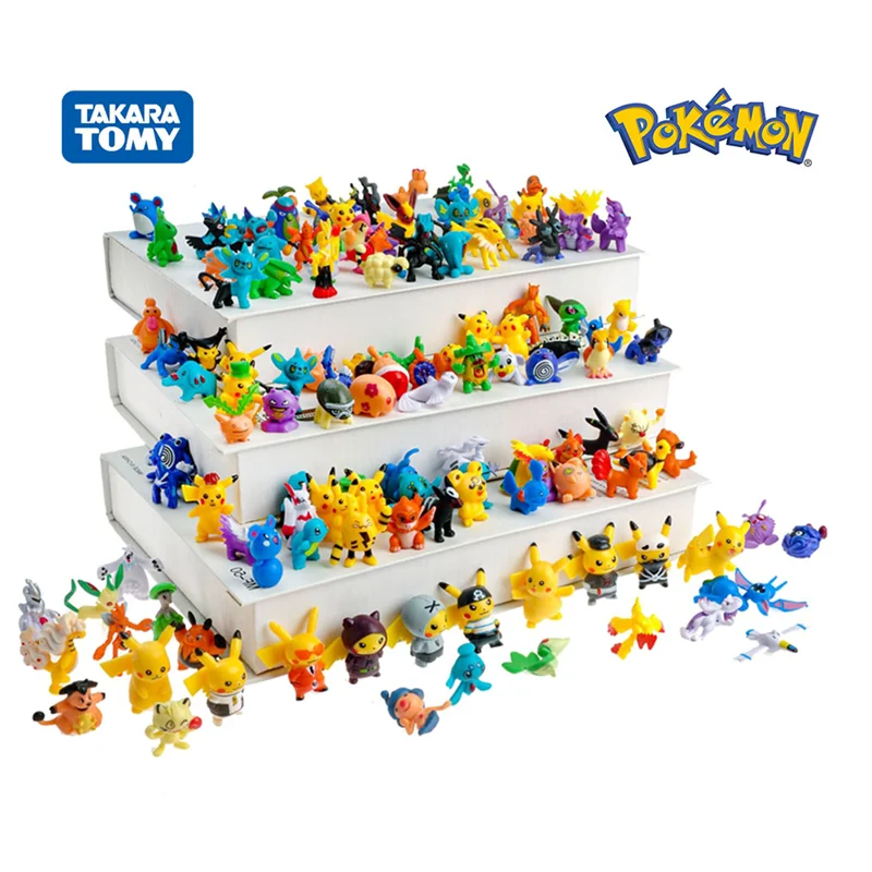 2-5CM 144Pcs Pokemon figures toys Eevees Bulbasaur Squirtle Cubone Sobble  Action Figure Model PVC Anime Action Figure Dolls Toy