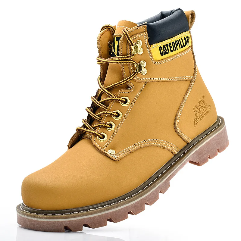 Autumn Winter Fashion Yellow Couple Ankle Boots Men Comfortable Warm Work Boots Men Leather Boots Outdoor Motorcycle Boots Men