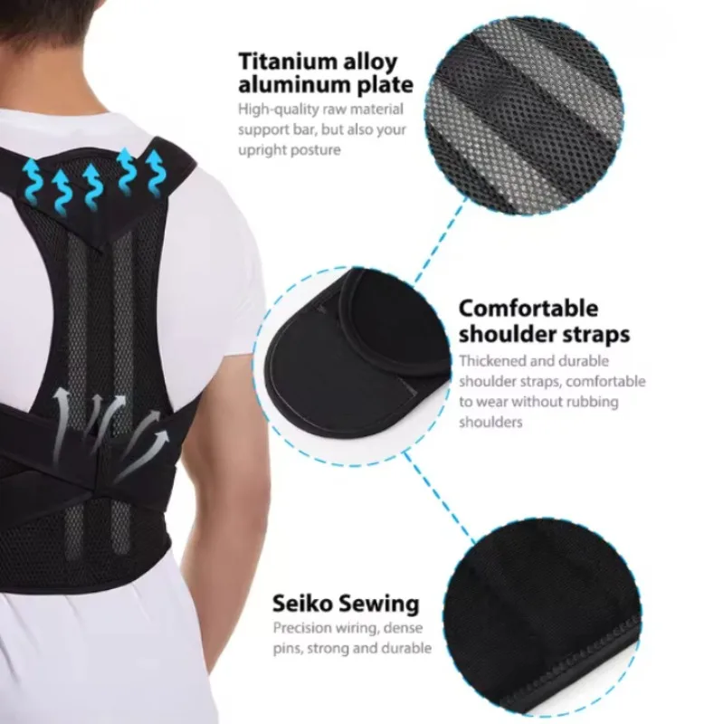 Back Brace Posture Corrector for Women & Men, Adjustable Back Lumbar Support Belt Shoulder Posture Support for Improve Scoliosis gallery 3
