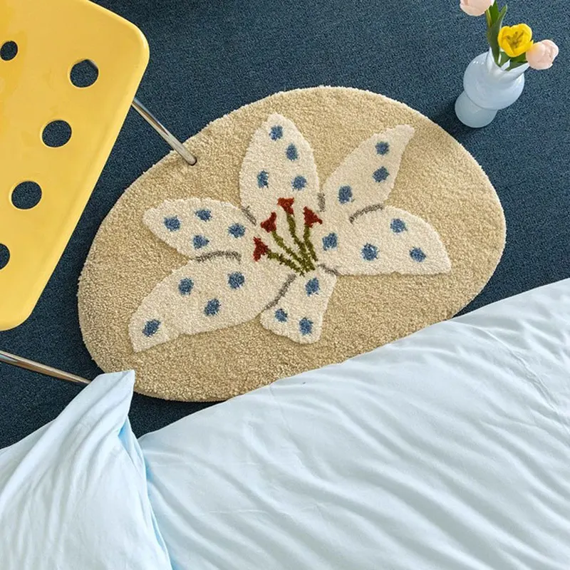 Ins Wind Plant Flowers Carpet Bedroom Rug Home Living Room Sofa Rugs Bath Entrance Tufted Floor Mat Girl Bedside Blanket