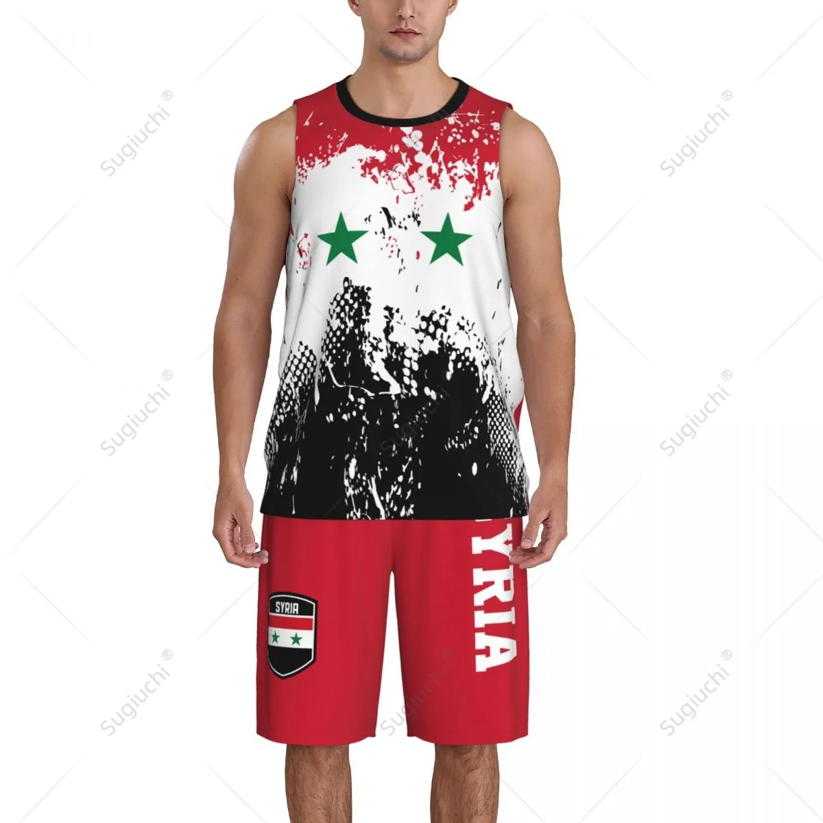 Team-up siria Flag Grain Men basket Jersey Set camicia e pantaloni senza maniche nome personalizzato Nunber esclusivo