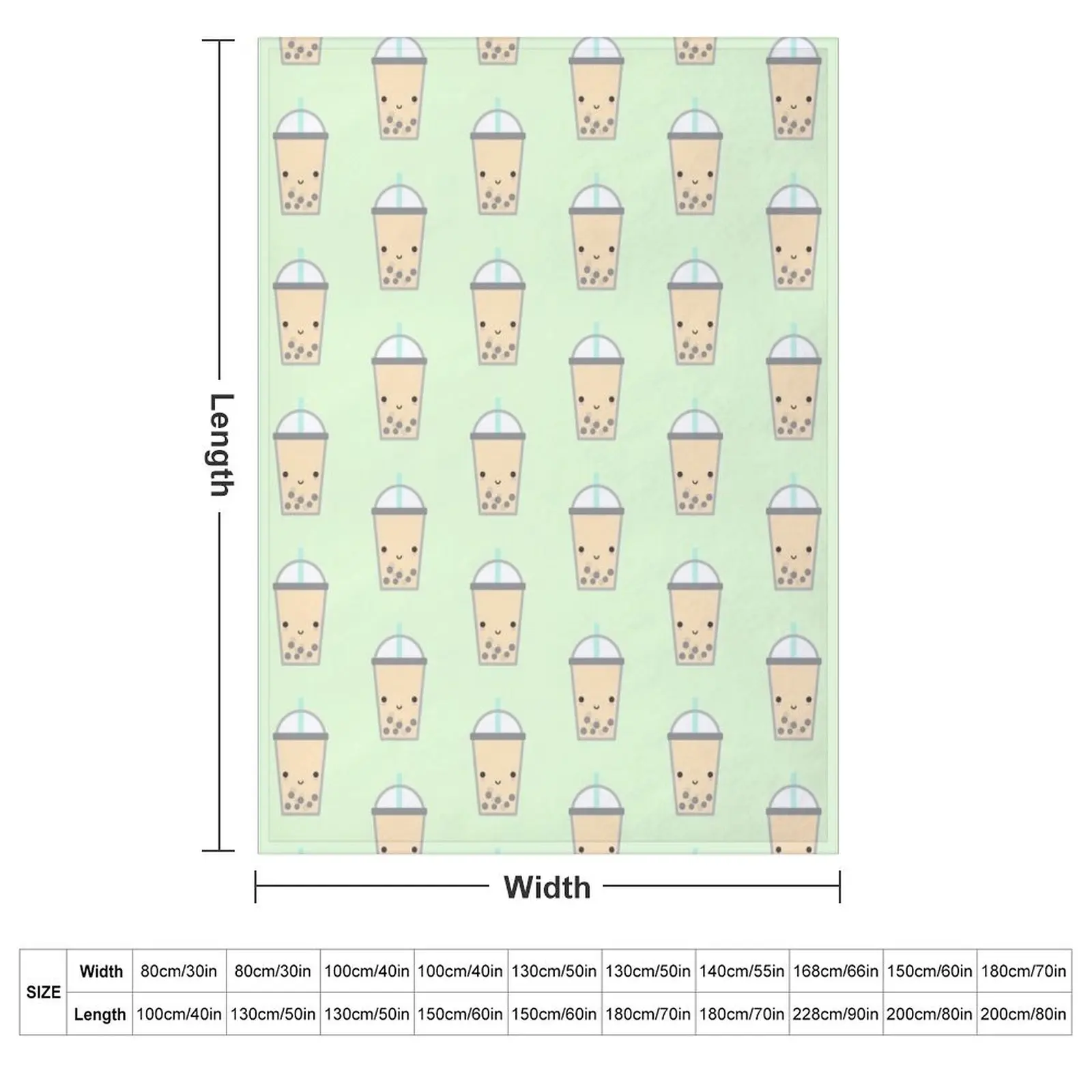 Cute Bubble Tea (Boba) Throw Blanket couch cozy soft plush fuzzy picnic outdoor blanket