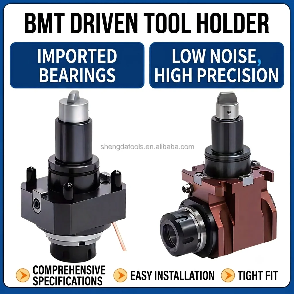 BMT45 90 Degree Radial Live Tool Holder ER20 Collet 15000RPM High Speed Cross Milling Compact CNC Lathe 16 Years Factory