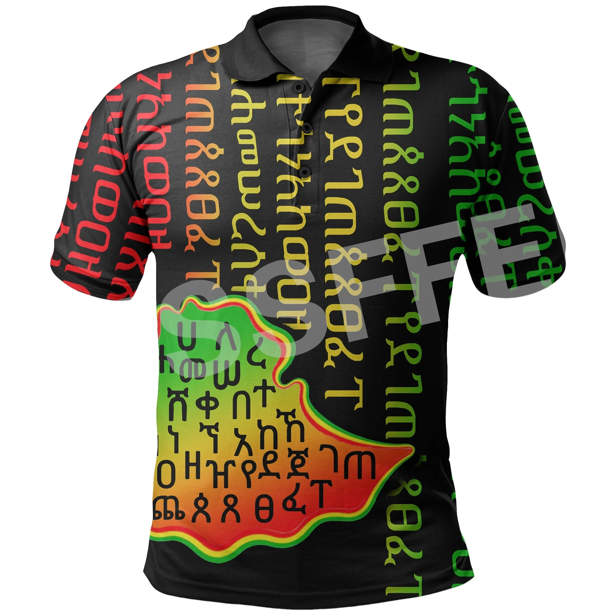 Africa Country Flag Lion Ethiopia Church Reggae Tribel 3DPrint Summer Casual Polo Shirts Men/Women Short Sleeves Streetwear X3