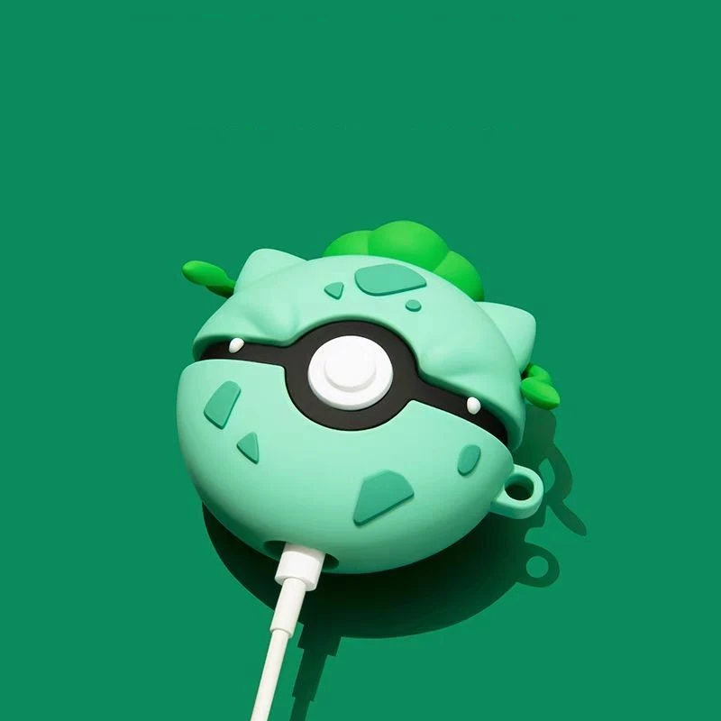 حافظة بوكيمون لأجهزة Apple AirPods 1 2 3 Airpod Pro ثلاثية الأبعاد Bulbasaur مفتاح سلسلة سماعة لاسلكية سماعة رأس بخاصية البلوتوث حافظة غطاء سيليكون