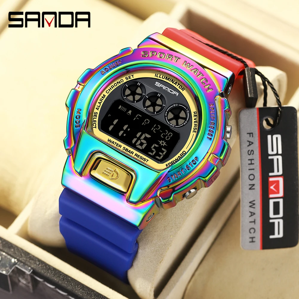 Fashion Sanda 2127 Led Digital Men Military Army Sport Chronograph Date Watch Tpu Band Week 50m Waterproof Male Electronic Clock