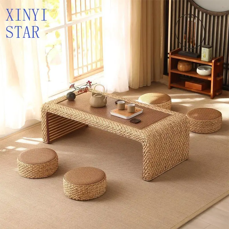 Rattan tatami table Japanese coffee  simple bay window small household, kang  balcony low table Zen tea
