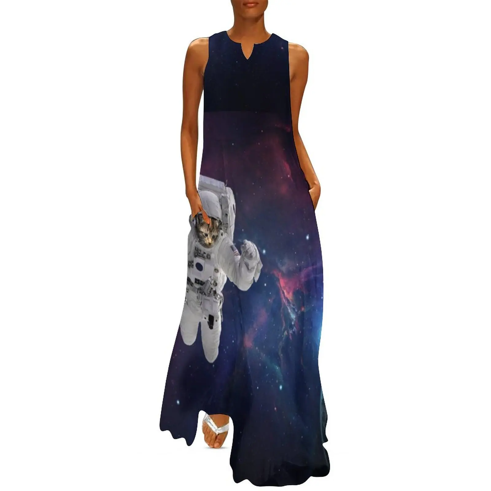 Space Cat Astronaut Long Dress summer dress elegant women's dresses sale summer dress daily summer dresses