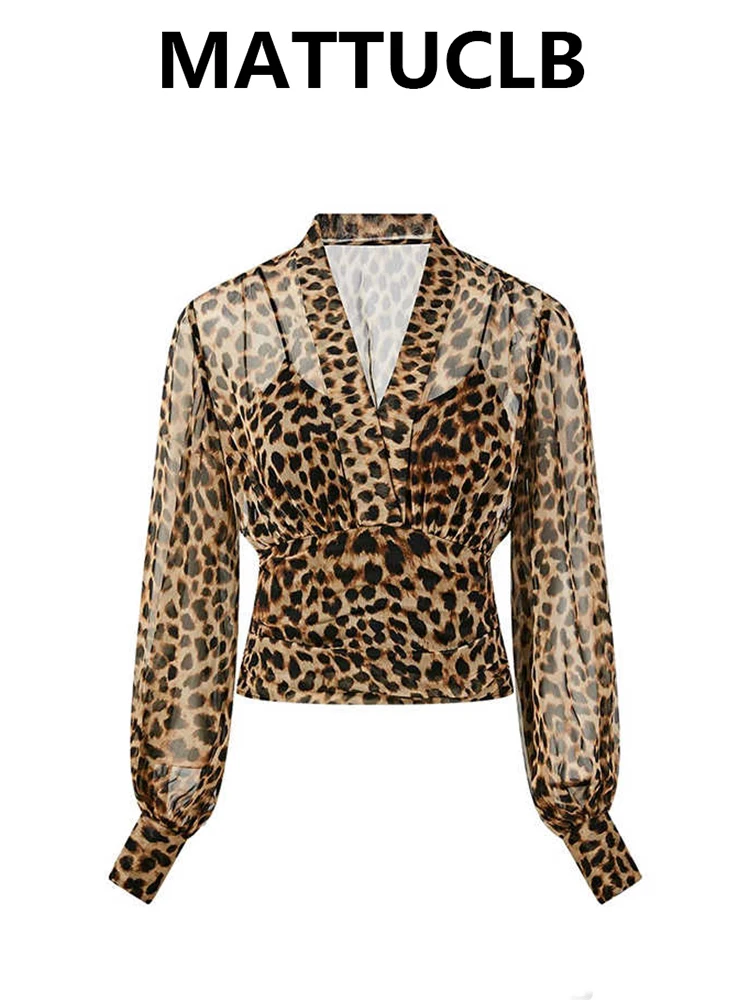 

Женская рубашка с леопардовым принтом, французская винтажная осенне-зимняя кокетка, укороченный топ Gyaru, эстетичная блузка с длинными рукавами, дизайн 2000-х годов