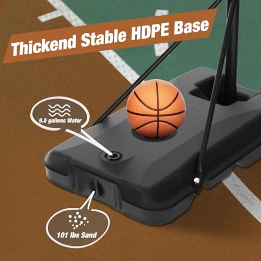نظام طوق كرة سلة بارتفاع قابل للتعديل للشباب والمراهقين مع 33 لوحة خلفية مقاومة للكسر، هدف كرة سلة خارجي محمول