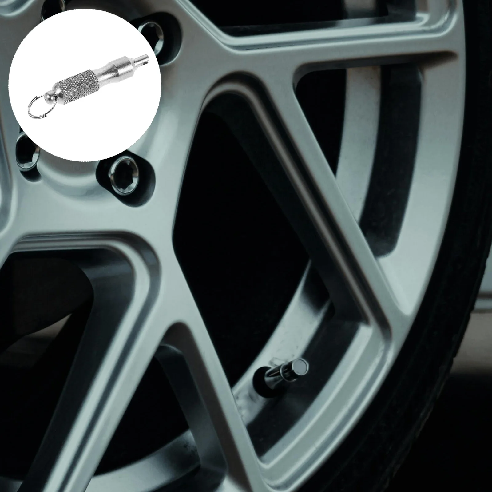

Valve Core Wrench Keychain Silver Bike Car Tire Tool HVAC Repair Stem Remover Extractor Multifunctional Durable Compact