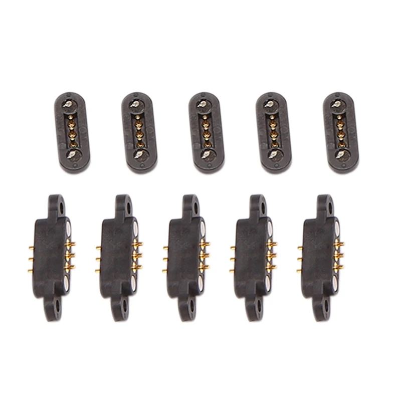 5 Pairs Spring Loaded Magnetic Pogo Pin Connector 3 Positions Magnets Pitch 2.3MM Through Holes Male Female Probe-ABAM