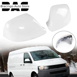 Bracingo Side Wing Rearview Mirror Cover Decor Cap Glossy White Fit For VW Volkswagen Transporter T5 T5.1 2010-2015 T6 2016-2019