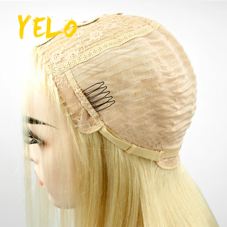 Yelo-Straight U Part Wig, perucas de cabelo humano brasileiro, Remy Hair não processado natural, Glueless Middle U Shape Wig, 180% Densidade