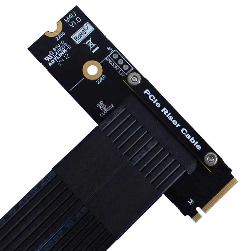 ADT-Link PCIE 4.0x4 NVMe to PCIe x8 Extension Cable Gen4 64G/bps Riser Adapter Supports NVMe Solid-State Drive Interface
