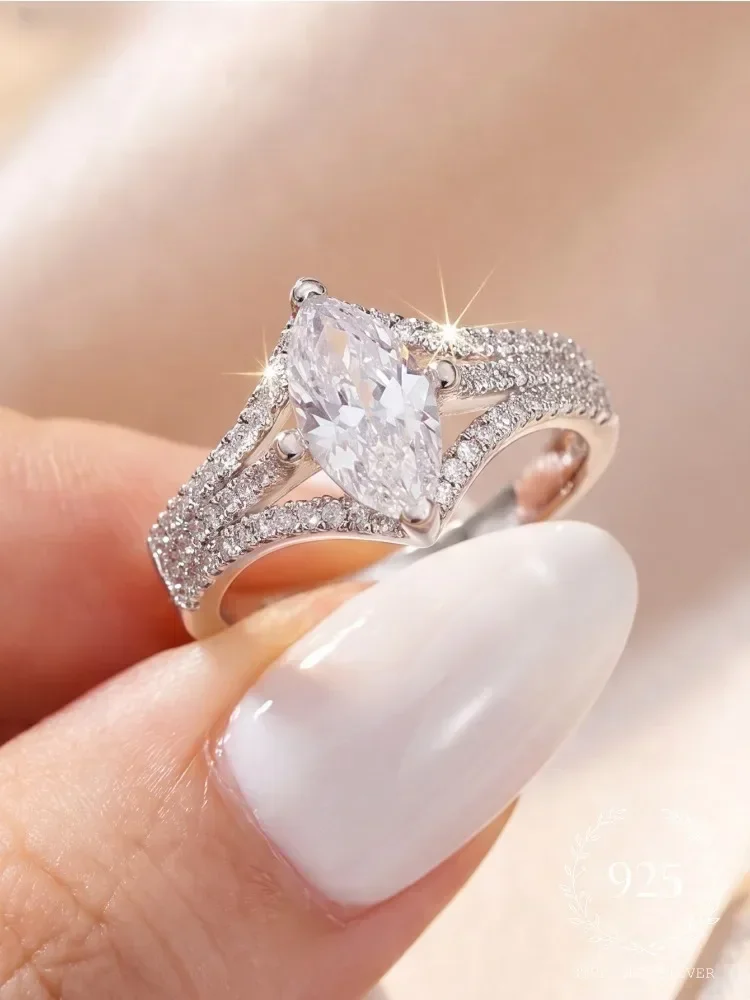 Brilliant Gorgeous Marquise Geometry Zirconia Ring For Women 925 Sterling Silver Anniversary Luxury High Quality Fine Jewelry