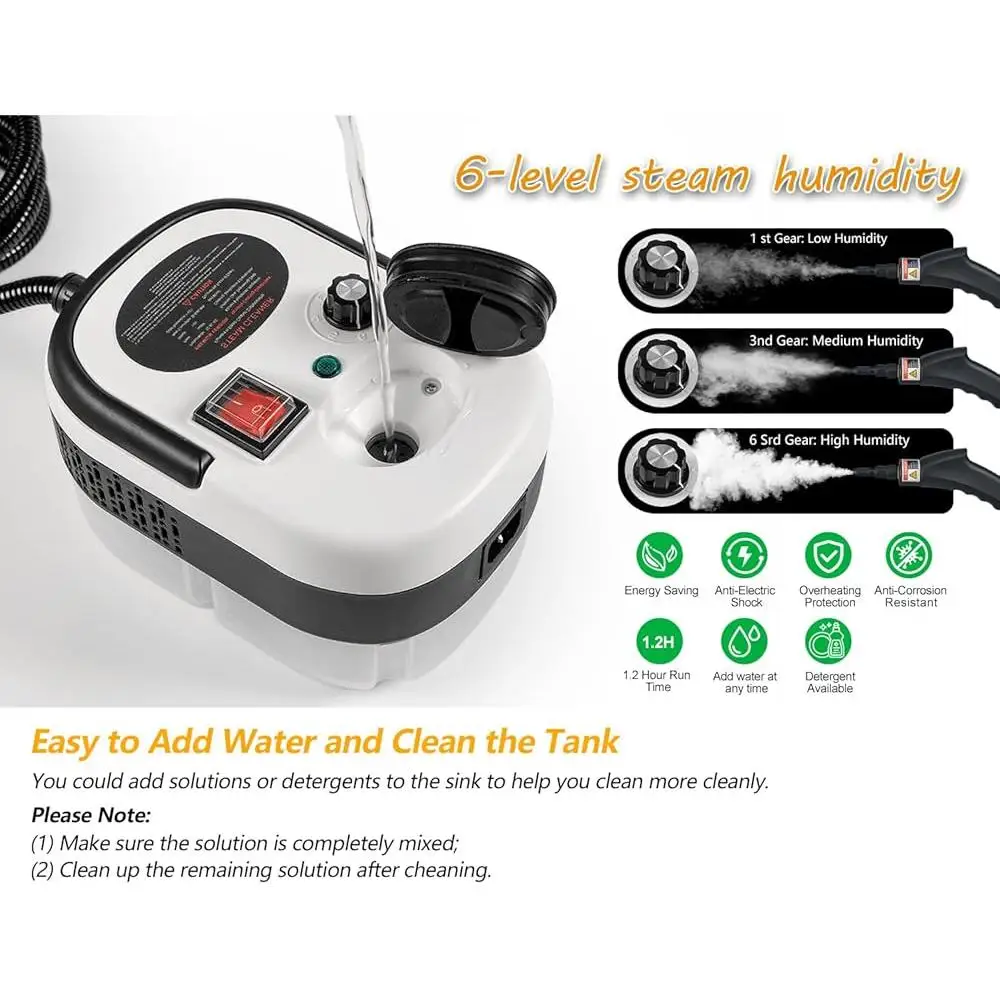 7 in 1 휴대용 스팀 청소기 2500W 고압 고속 가열 다중 표면 청소기(브러시 포함) 가정용 자동차 실내 장식 바닥