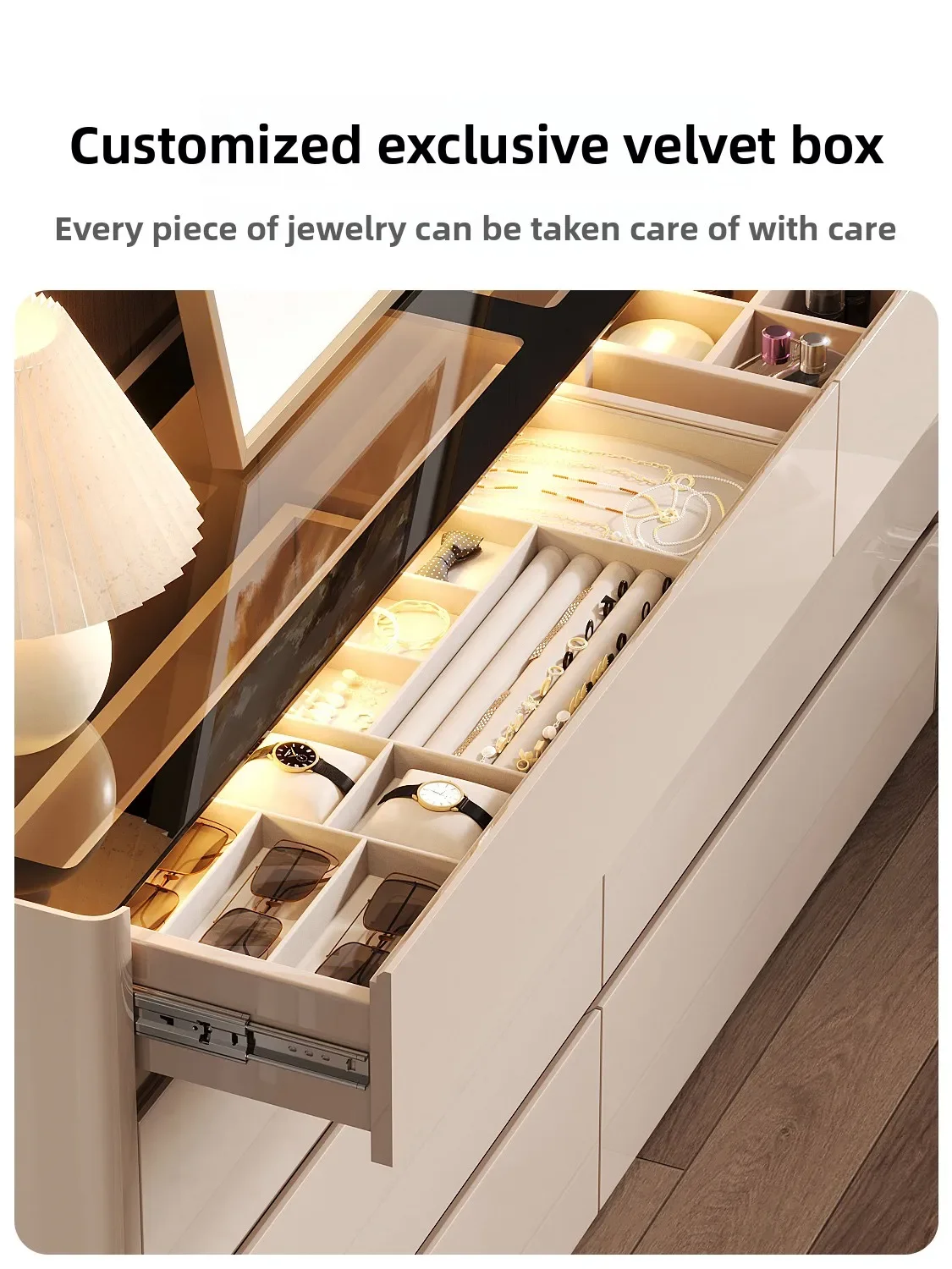 Zhongdi ultra-thin chest of drawers, light luxury floor-to-ceiling jewelry cabinets, jewelry storage cabinets, bedroom bedside