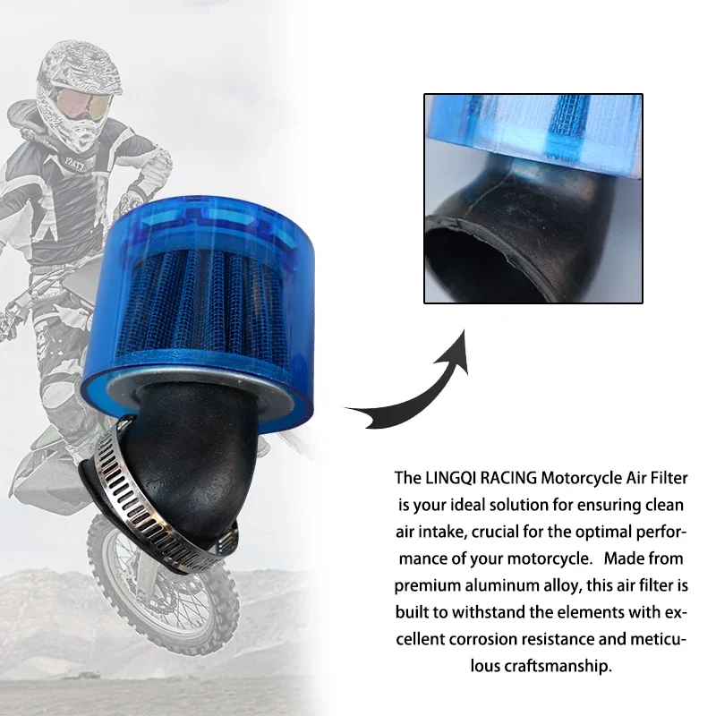 LESQUE Pit Dirt Bike Bend Elbow Stright WaterProof Air Filter Cleaner For 125cc 140cc 150cc 250cc ATV Motorbike Motorcycle