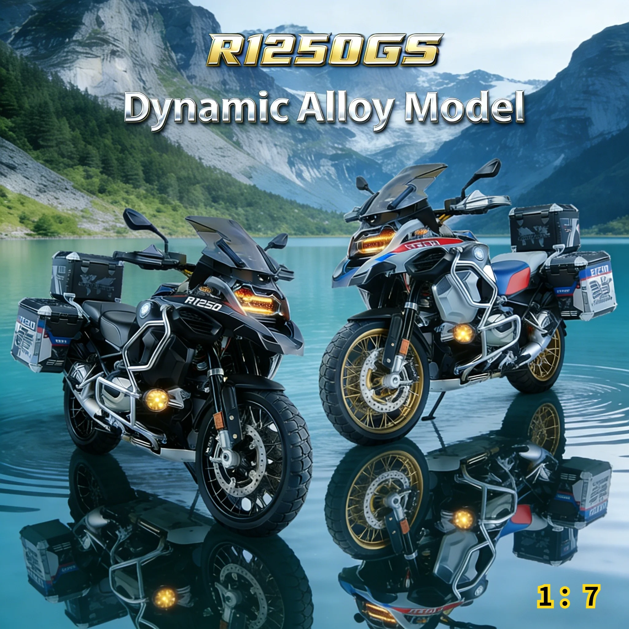 New 1:7 supersize Alloy Motorcycle Model with Spray Function Boyfriend Gift Home Decoration Collection For BMW R1250GS ADV