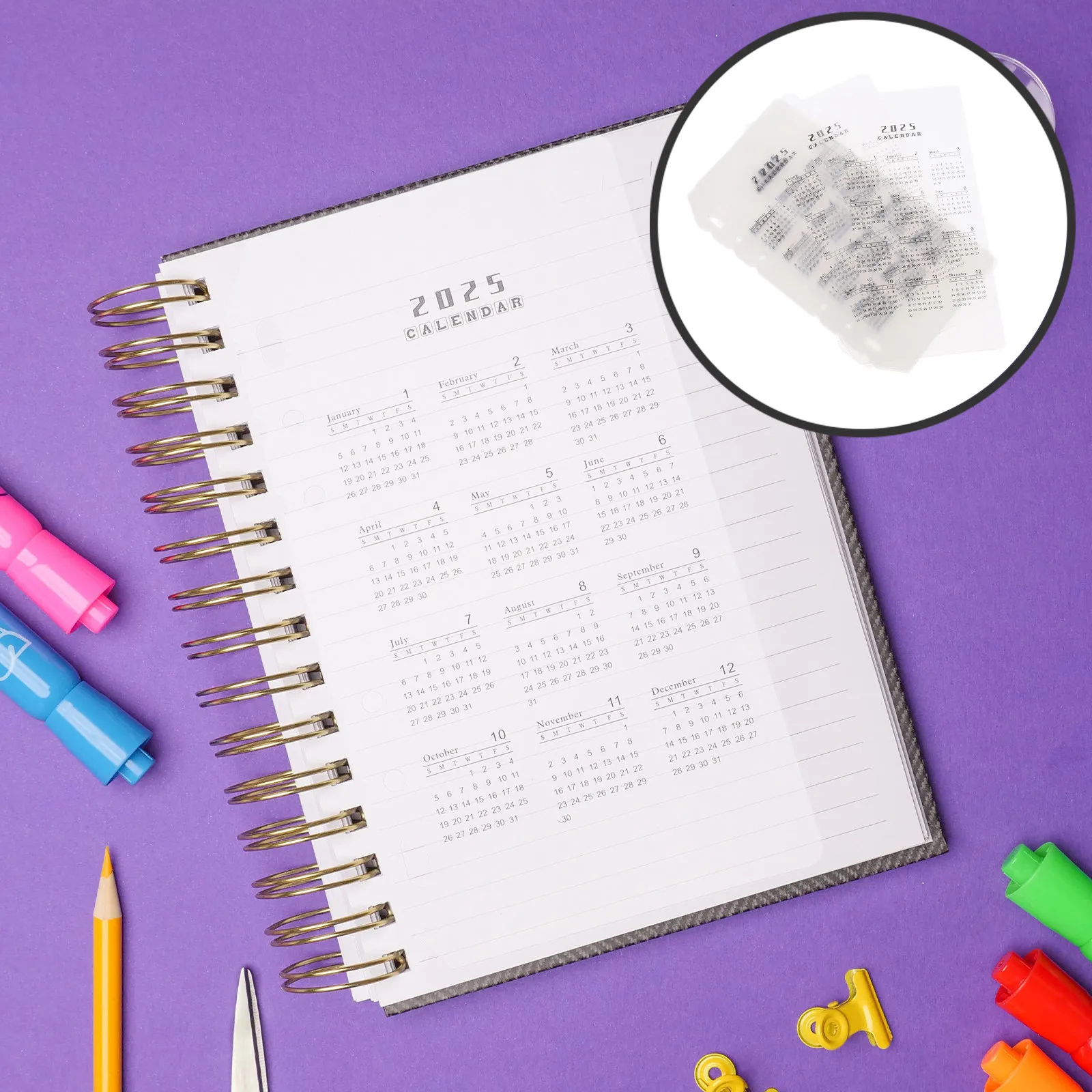 10Pcs Calendar Binder Dividers Transparent Frosted Notebook Separators Daily Planner Inserts Portable Loose Leaf Binder